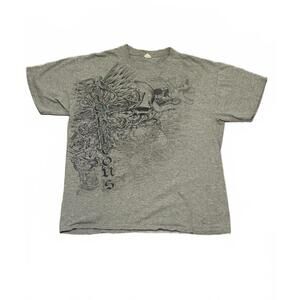 Y2K Skull Graphic Gray Short Sleeve Tee - Large Men's